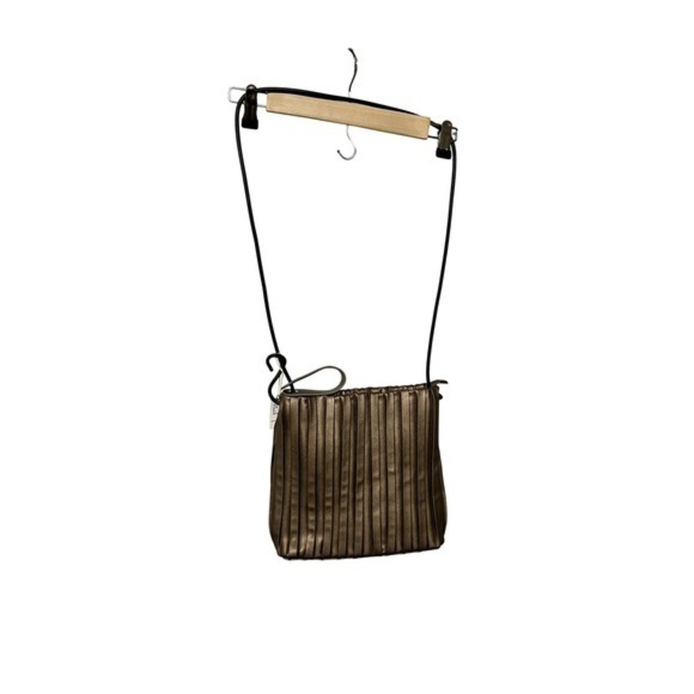 NWT Pretty Persuasions Pleated Metallic Shoulder Bag Gunmetal Crossbody